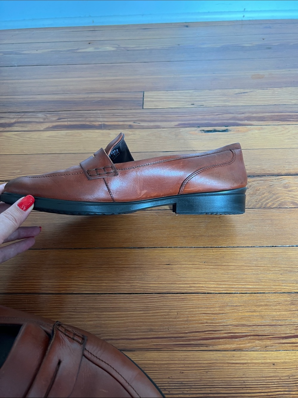 ECCO Cognac Brown Leather Penny Loafers Slip On Flat Shoes Women Size EU 41 - Picture 10 of 11